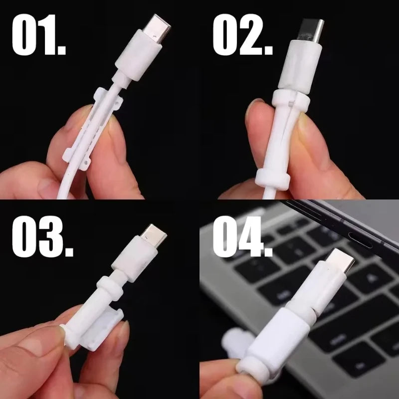 USB Cable Protector – 6PCS Anti-Bend Charger Cable Protection Clips